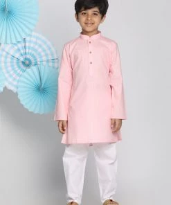 Vastramay Boys Pink And White Kurta Pyjama Set 12 Vastramay Boys Pink And White Kurta Pyjama Set