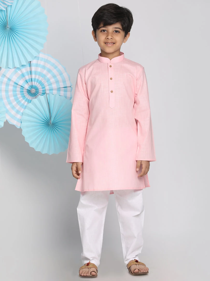 Vastramay Boys Pink And White Kurta Pyjama Set 6 Vastramay Boys Pink And White Kurta Pyjama Set