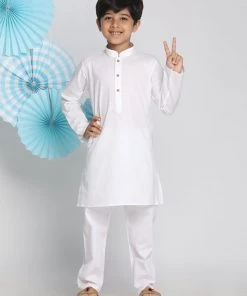 Vastramay Boys' White Kurta Pyjama Set