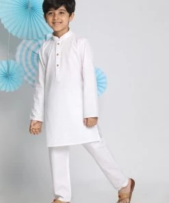 Vastramay Boys' White Kurta Pyjama Set