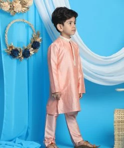 Vastramay Pink Color Viscose Kurta Pyjama Siblings Set