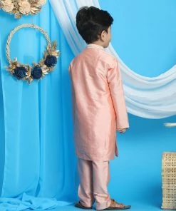 Vastramay Pink Color Viscose Kurta Pyjama Siblings Set