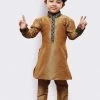 JBN Creation Boys' Gold Cotton Silk Kurta And Pyjama Set Buy 1 Get 1