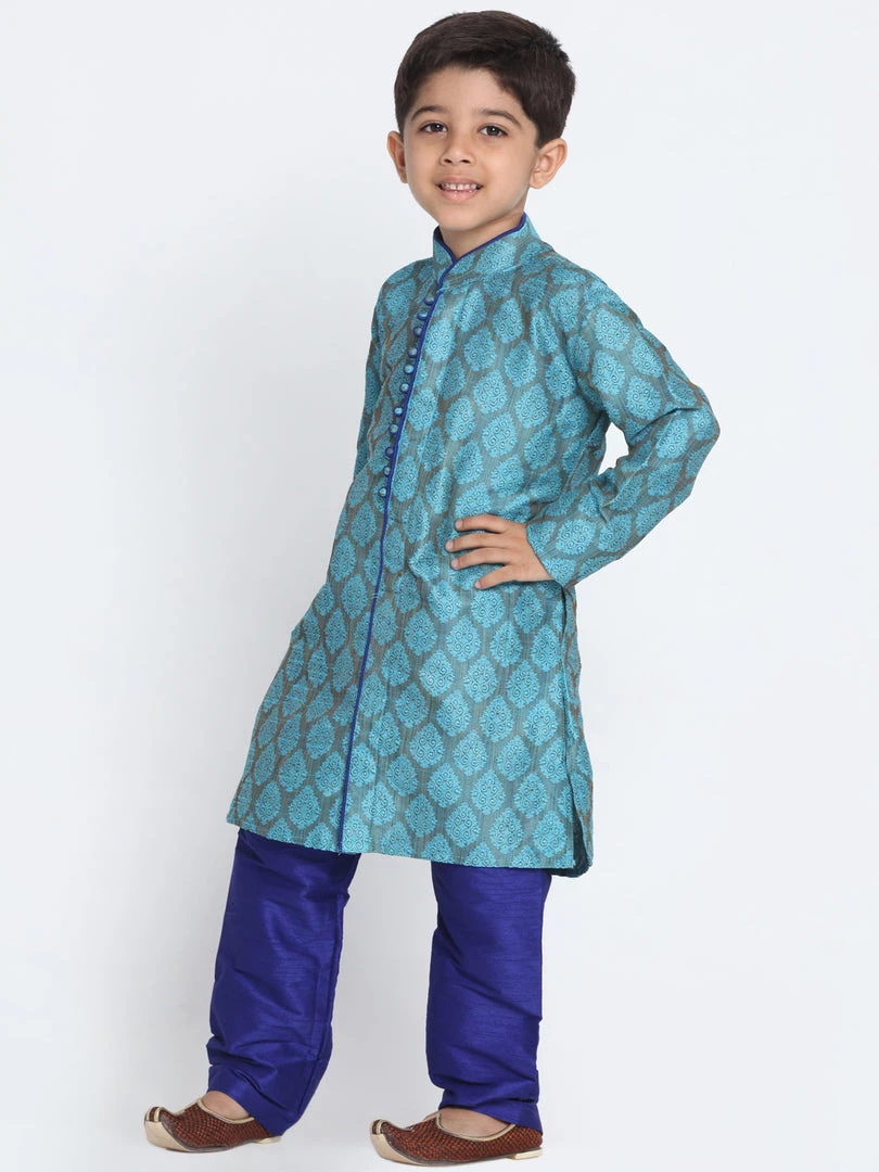 Vastramay Silk Blend Blue Baap Beta Kurta Pyjama Set 7 Vastramay Silk Blend Blue Baap Beta Kurta Pyjama Set