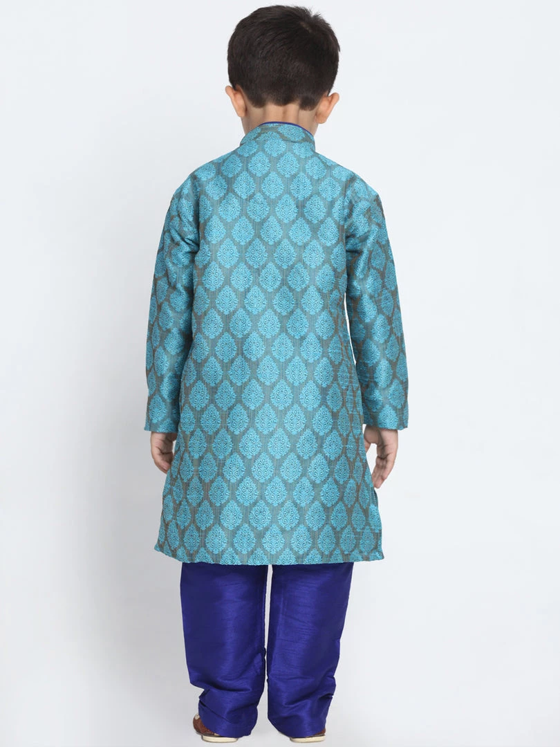 Vastramay Silk Blend Blue Baap Beta Kurta Pyjama Set 9 Vastramay Silk Blend Blue Baap Beta Kurta Pyjama Set