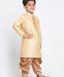 Vastramay Silk Blend Gold Baap Beta Dhoti Kurta Set
