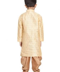 Vastramay Silk Blend Gold And Rose Gold Woven Sibling Set