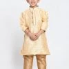 JBN Creation Boys' Gold Cotton Silk Blend Kurta And Pyjama Set