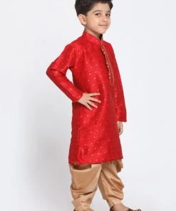 Vastramay Silk Blend Maroon Dhoti Kurta Set