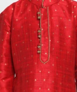 JBN Creation Boys' Maroon Cotton Silk Blend Kurta And Dhoti Pant Set