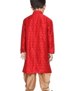 Vastramay Silk Blend Maroon Color Woven Sibling Set