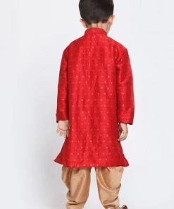 Vastramay Silk Blend Maroon Dhoti Kurta Set