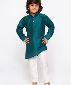 JBN Creation Buy 1 Get 1 Boys' Green Cotton Kurta And Pyjama Set