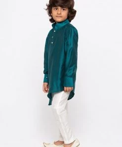 JBN Creation Buy 1 Get 1 Boys' Green Cotton Kurta And Pyjama Set