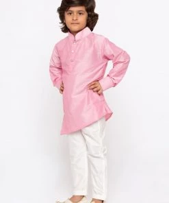 JBN Creation Buy 1 Get 1 Boys' Pink Cotton Kurta And Pyjama Set