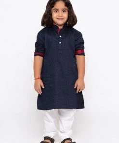 JBN Creation Buy 1 Get 1 Boys' Blue Cotton Kurta And Pyjama Set