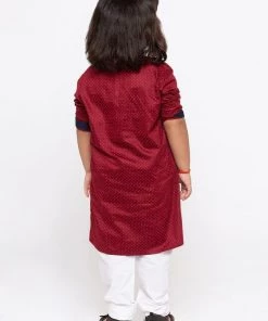 JBN Creation Buy 1 Get 1 Boys' Maroon Cotton Kurta And Pyjama Set