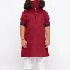 JBN Creation Buy 1 Get 1 Boys' Maroon Cotton Kurta And Pyjama Set