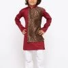 JBN Creation Boys' Maroon Cotton Kurta And Pyjama Set