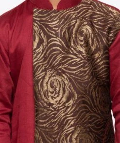 JBN Creation Boys' Maroon Cotton Kurta And Pyjama Set