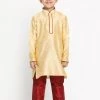 JBN Creation Boys' Gold Silk Blend Kurta And Pyjama Set 1 JBN Creation Boys' Gold Silk Blend Kurta And Pyjama Set
