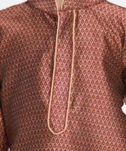 JBN Creation Boys' Maroon Cotton Silk Blend Kurta And Pyjama Set