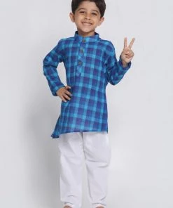 JBN Creation Buy 1 Get 1 Boys' Blue Cotton Kurta And Pyjama Set