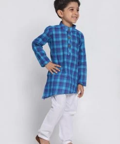 JBN Creation Buy 1 Get 1 Boys' Blue Cotton Kurta And Pyjama Set