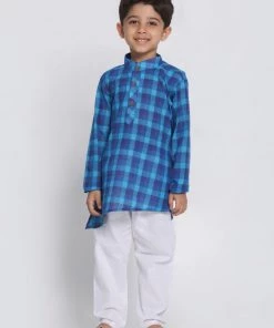 JBN Creation Buy 1 Get 1 Boys' Blue Cotton Kurta And Pyjama Set