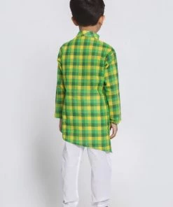 JBN Creation Boys' Green Cotton Kurta And Pyjama Set