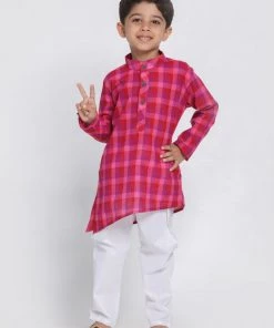 JBN Creation Boys' Purple Cotton Kurta And Pyjama Set