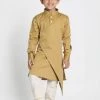 JBN Creation Boys Beige Cotton Silk Blend Kurta And Pyjama Set