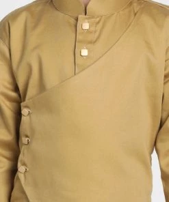 JBN Creation Boys Beige Cotton Silk Blend Kurta And Pyjama Set