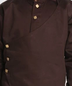 JBN Creation Boys' Brown Cotton Silk Blend Kurta And Pyjama Set 11 JBN Creation Boys' Brown Cotton Silk Blend Kurta And Pyjama Set