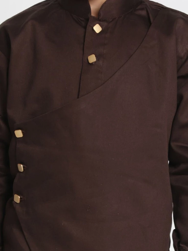 JBN Creation Boys' Brown Cotton Silk Blend Kurta And Pyjama Set 5 JBN Creation Boys' Brown Cotton Silk Blend Kurta And Pyjama Set