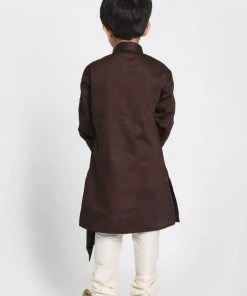 JBN Creation Boys' Brown Cotton Silk Blend Kurta And Pyjama Set 12 JBN Creation Boys' Brown Cotton Silk Blend Kurta And Pyjama Set