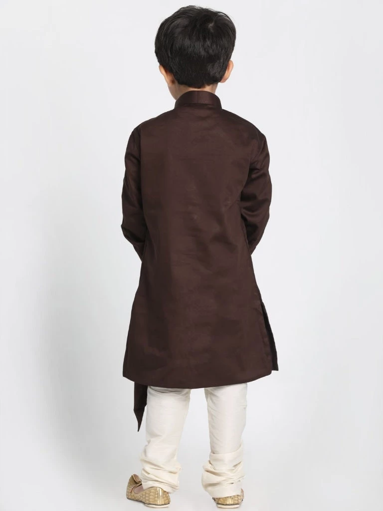 JBN Creation Boys' Brown Cotton Silk Blend Kurta And Pyjama Set 6 JBN Creation Boys' Brown Cotton Silk Blend Kurta And Pyjama Set