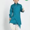 JBN Creation Boys' Green Cotton Silk Blend Kurta And Pyjama Set 1 JBN Creation Boys' Green Cotton Silk Blend Kurta And Pyjama Set