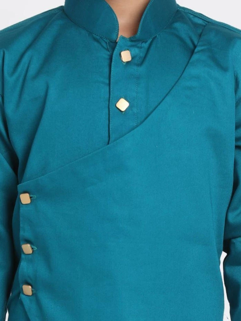 JBN Creation Boys' Green Cotton Silk Blend Kurta And Pyjama Set 5 JBN Creation Boys' Green Cotton Silk Blend Kurta And Pyjama Set