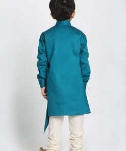 JBN Creation Boys' Green Cotton Silk Blend Kurta And Pyjama Set 12 JBN Creation Boys' Green Cotton Silk Blend Kurta And Pyjama Set