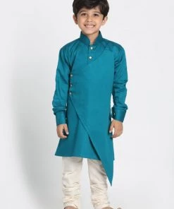 JBN Creation Boys' Green Cotton Silk Blend Kurta And Pyjama Set 14 JBN Creation Boys' Green Cotton Silk Blend Kurta And Pyjama Set