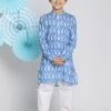 VASTRAMAY Boys Traditional Ikkat Print Flat Collar Kurta And Pyjama Set