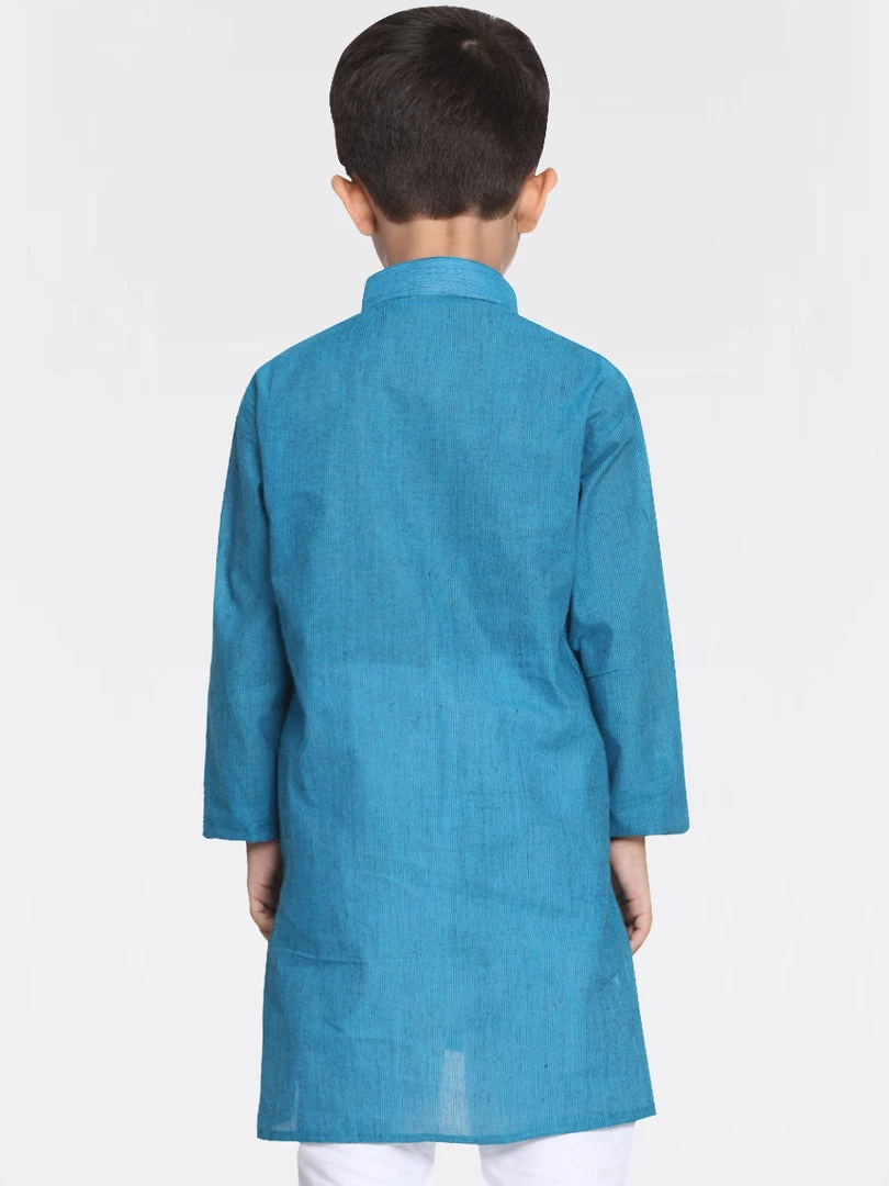 VASTRAMAY Boys Aqua Blue Handloom Pure Cotton Kurta 6 VASTRAMAY Boys Aqua Blue Handloom Pure Cotton Kurta