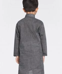 VASTRAMAY Boys Black Handloom Pure Cotton Kurta