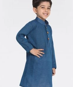 Vastramay Boys Blue Handloom Pure Cotton Kurta