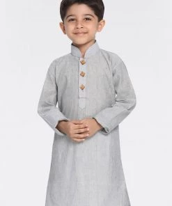 Vastramay Boys Grey Handloom Pure Cotton Kurta