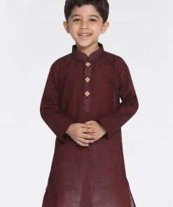 Vastramay Boys Maroon Handloom Pure Cotton Kurta