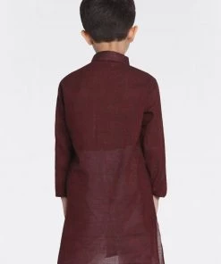 Vastramay Boys Maroon Handloom Pure Cotton Kurta