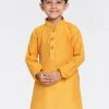 Vastramay Boys' Mustard Yellow Handloom Pure Cotton Kurta
