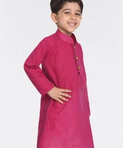 Vastramay Boys' Purple Handloom Pure Cotton Kurta